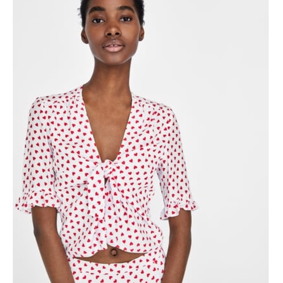 Zara Tops - NWT Zara Heart Print Open Front Top
